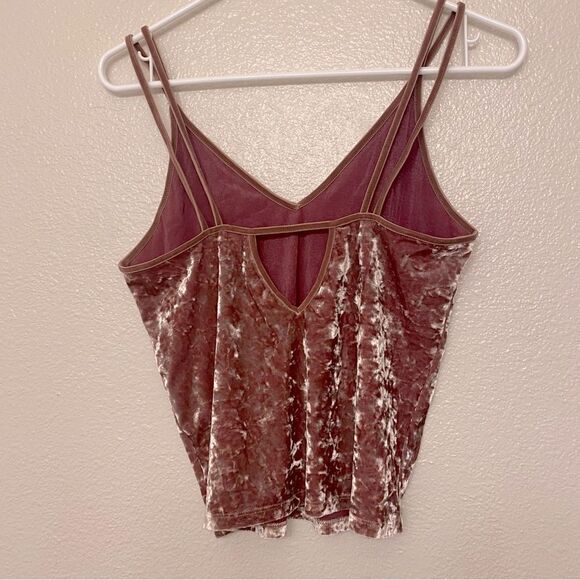 American Eagle SOFT SEXY stretch crushed VELVET CROP slip CAMI Y2K top M - Picture 5 of 12